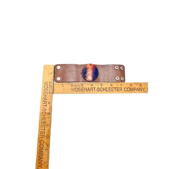 Leighelena Leather Copper Metallic Cuff Bracelet with Navy Blue - Picture 7 of 7